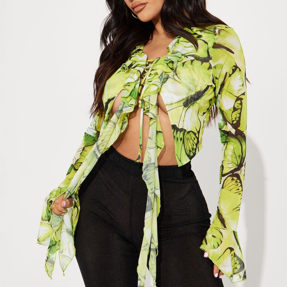 FASHION NOVA Lime Mesh Top
